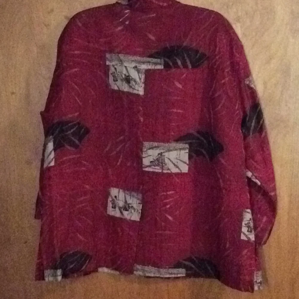 Chico's Red Patterned Button-Front Jacket - Picture 6 of 6